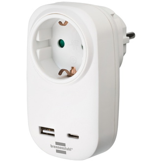 Brennenstuhl Steckdosenadapter mit USB-Charger Power Delivery 18W weiß