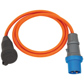 Brennenstuhl Camping Adapterkabel / CEE-Adapter mit CEE-Stecker und Schutzkontakt-Kupplung, 1,5 m Kabel in orange, H07RN-F 3G2,5, 230V/16A