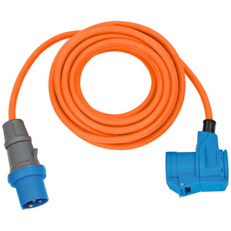 Brennenstuhl Camping CEE-Verlängerungskabel mit CEE-Stecker und Winkelkupplung inkl. Schutzkontakt-Kombisteckdose, 10 m Kabel in orange, 230V/16A