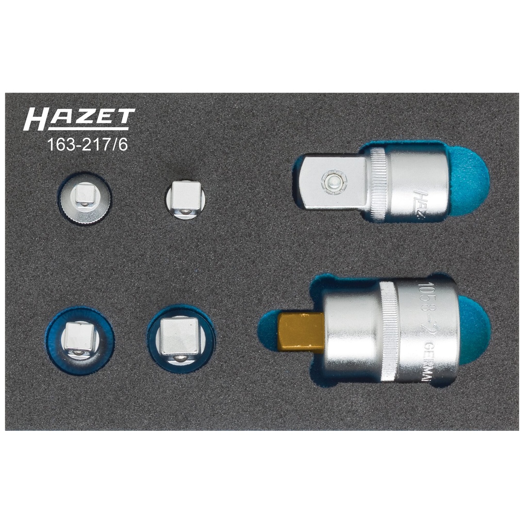 Hazet Adapter Satz 163-217/6, 1/4 (6,3 mm) Vierkant hohl, 3/8 (10 mm) Vierkant hohl, 1/2 (12,5 mm) Vierkant hohl, 3/4 (20 mm) Vierkant hohl, 1/4