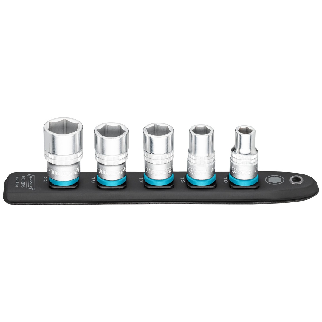 Hazet SmartRail, Flexible Kunststoff-Steckleiste 1/2 (12,5 mm) Vierkant hohl, 5-tlg., 10, 13, 17, 19, 22