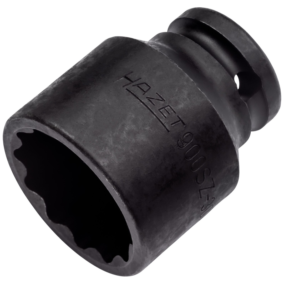 Hazet Schlag-Maschinenschrauber Steckschlüsseleinsatz 900SZ-30, 1/2 (12,5 mm) Vierkant hohl, Außen Doppelsechskant-Tractionsprofil, SW 30 mm