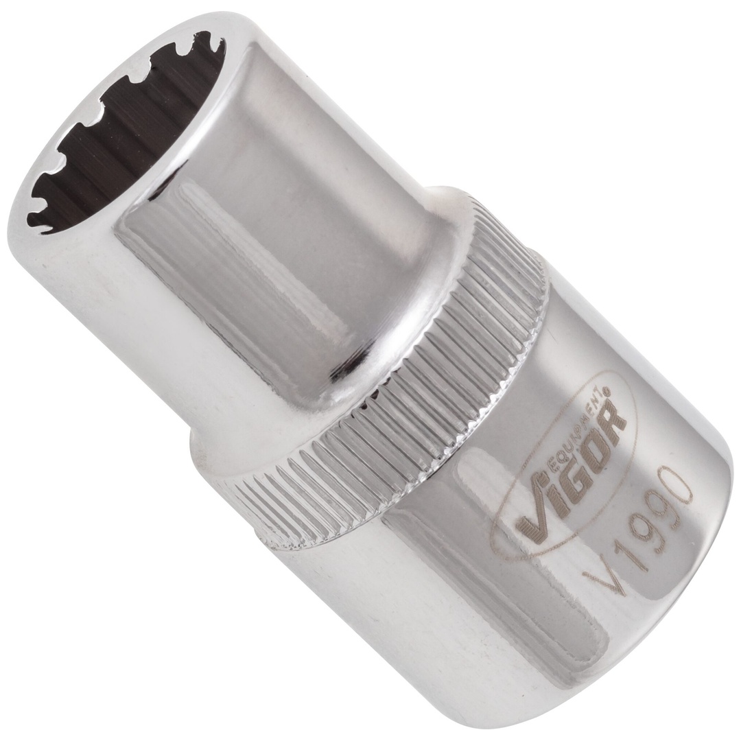 VIGOR Steckschlüsseleinsatz, 1/2 (12,5 mm) Vierkant hohl, Multiprofil, SW 12 mm