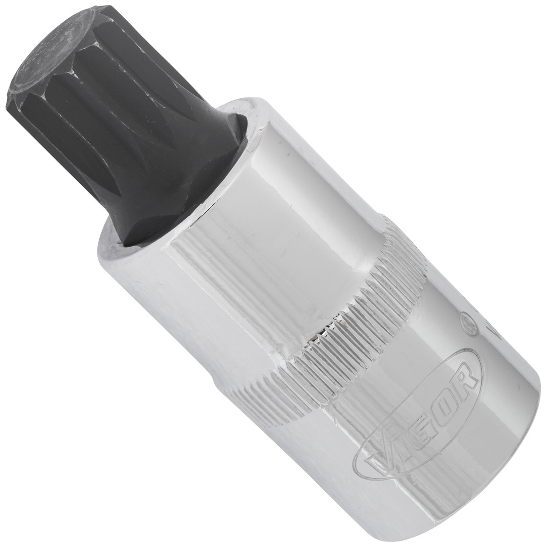 VIGOR Schraubendrehereinsatz, V2065, 1/2 (12,5 mm) Vierkant hohl, Innen Vielzahn Profil XZN, SW M14