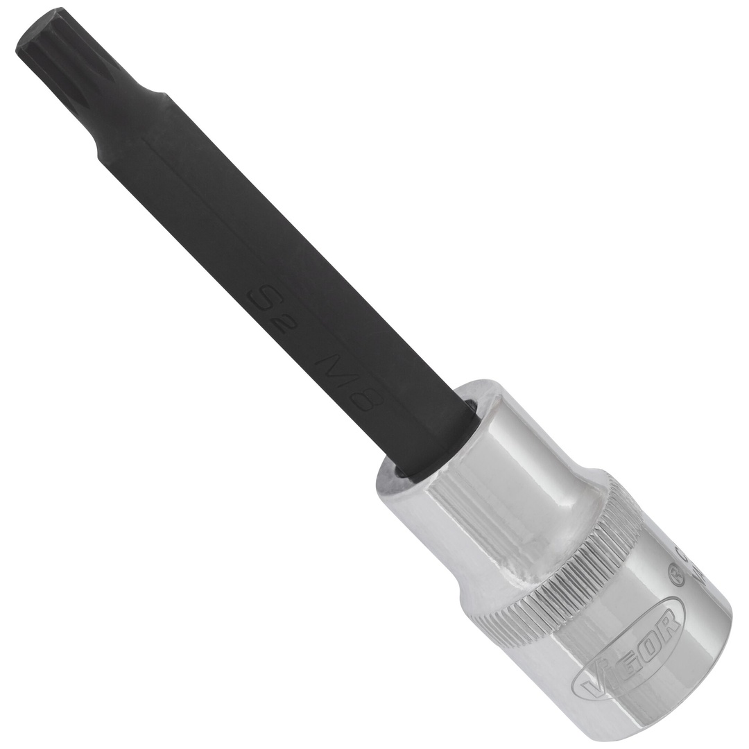 VIGOR Schraubendrehereinsatz, V2067, 1/2 (12,5 mm) Vierkant hohl, Innen Vielzahn Profil XZN, SW M8