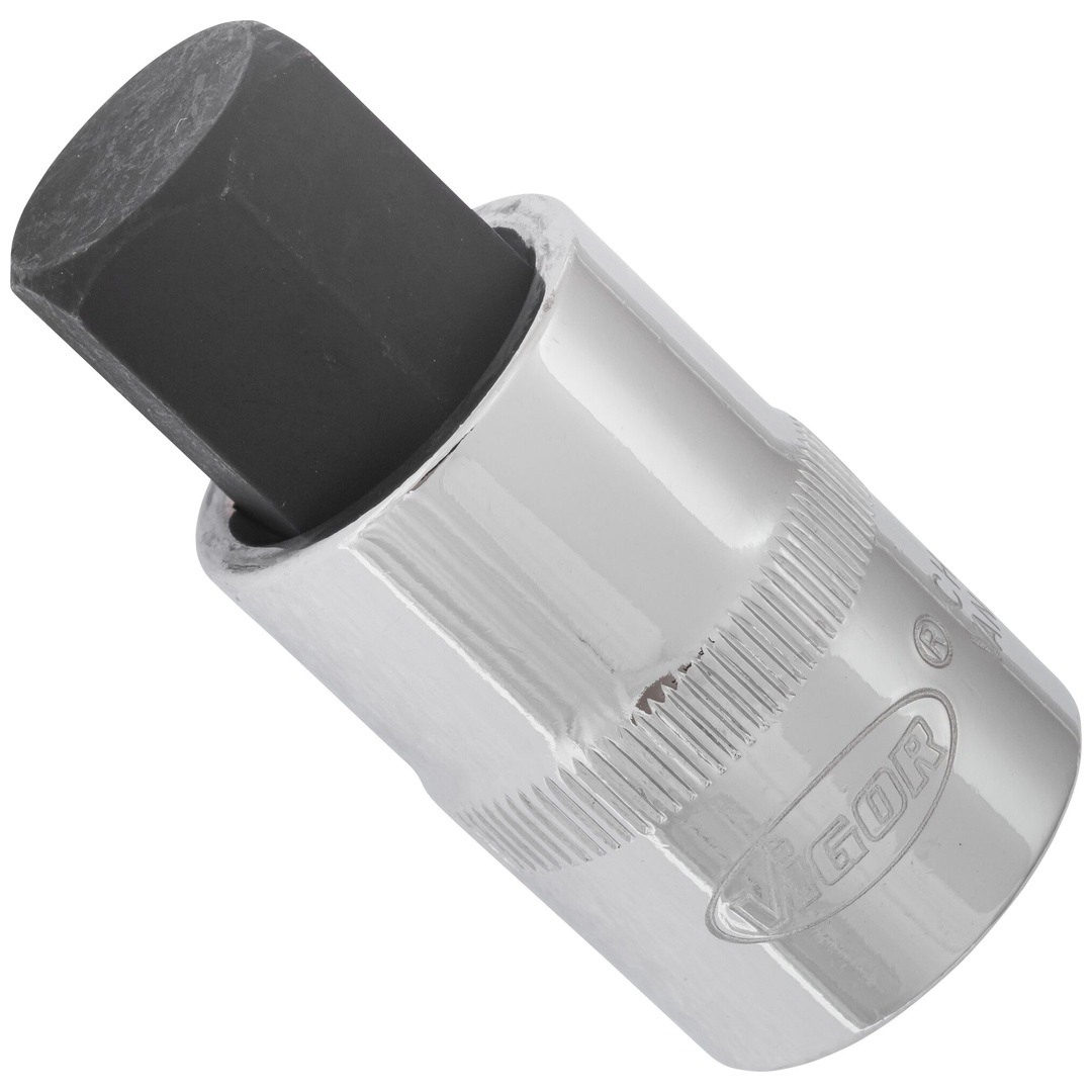 VIGOR Schraubendrehereinsatz, V2069, 1/2 (12,5 mm) Vierkant hohl, Innen Sechskant Profil, SW 17 mm