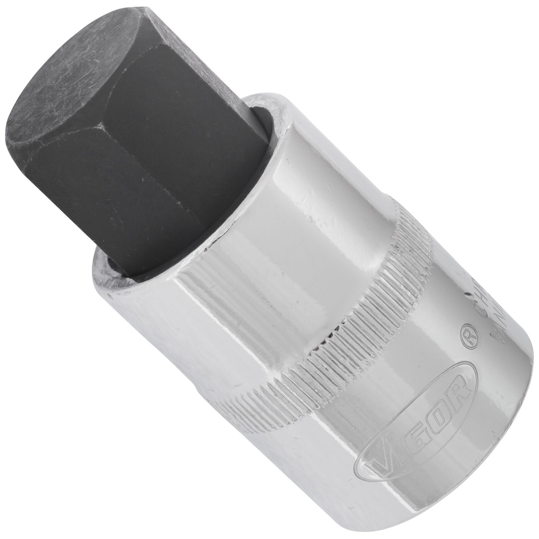 VIGOR Schraubendrehereinsatz, V2070, 1/2 (12,5 mm) Vierkant hohl, Innen Sechskant Profil, SW 19 mm