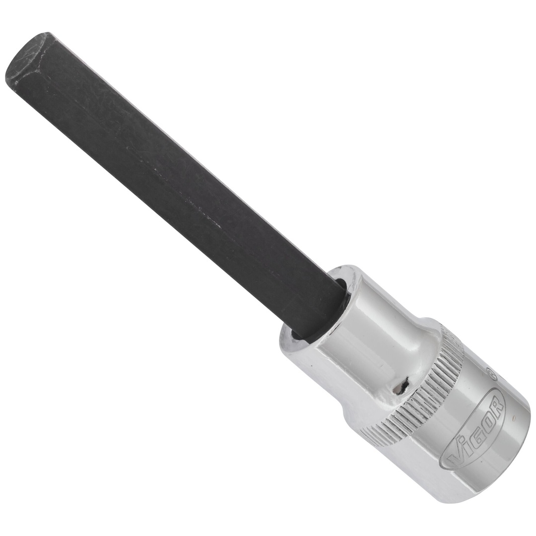 VIGOR Schraubendrehereinsatz, V2076, 1/2 (12,5 mm) Vierkant hohl, Innen Sechskant Profil, SW 10 mm