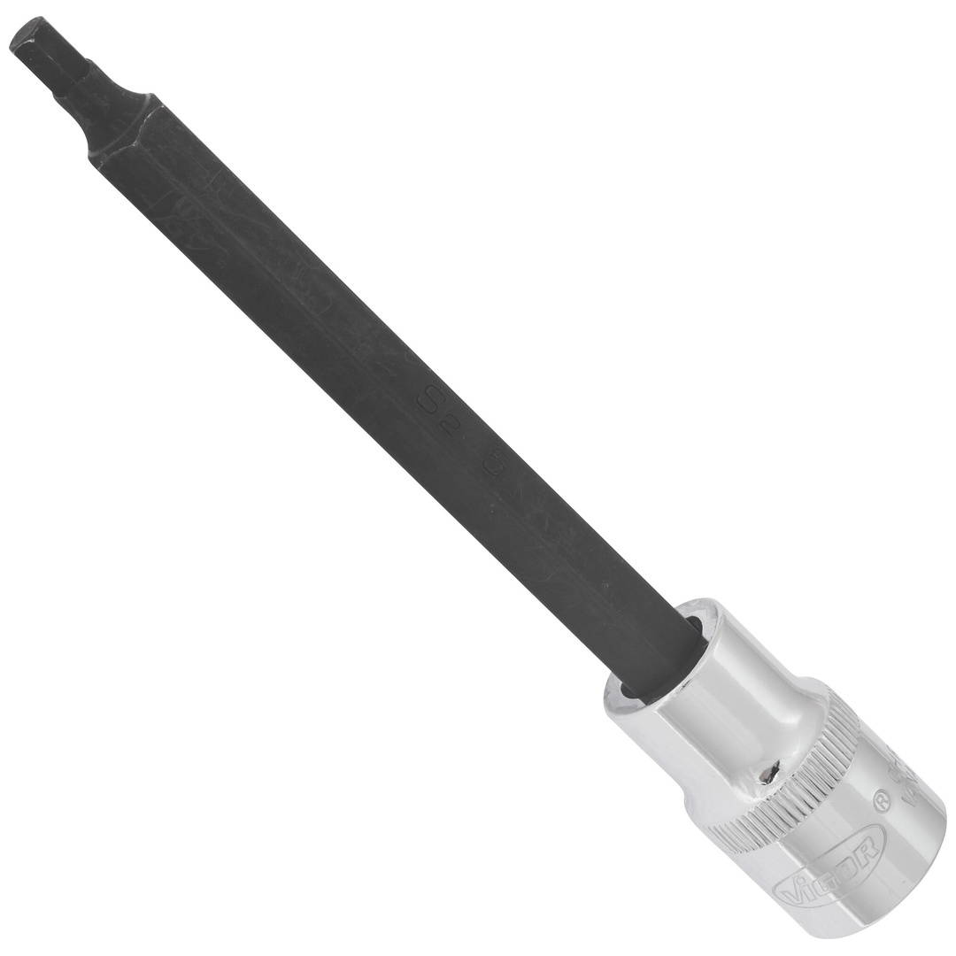 VIGOR Schraubendrehereinsatz, V2080, 1/2 (12,5 mm) Vierkant hohl, Innen Sechskant Profil, SW 5 mm