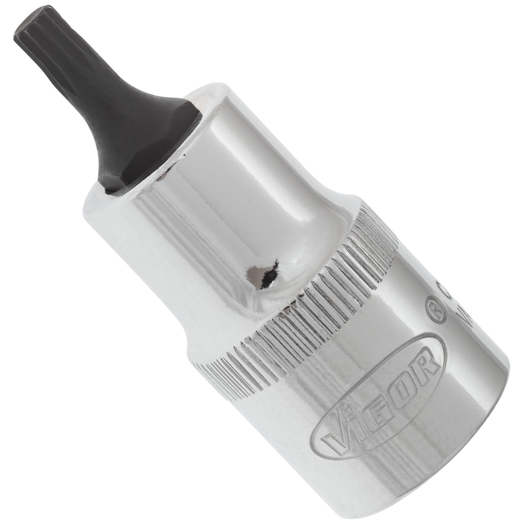 VIGOR Schraubendrehereinsatz, V2094, 1/2 (12,5 mm) Vierkant hohl, Innen Vielzahn Profil XZN, SW M5
