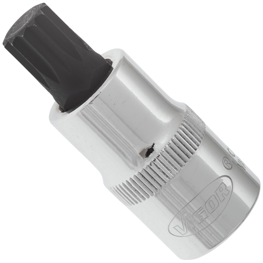 VIGOR Schraubendrehereinsatz, V2099, 1/2 (12,5 mm) Vierkant hohl, Innen Vielzahn Profil XZN, SW M12