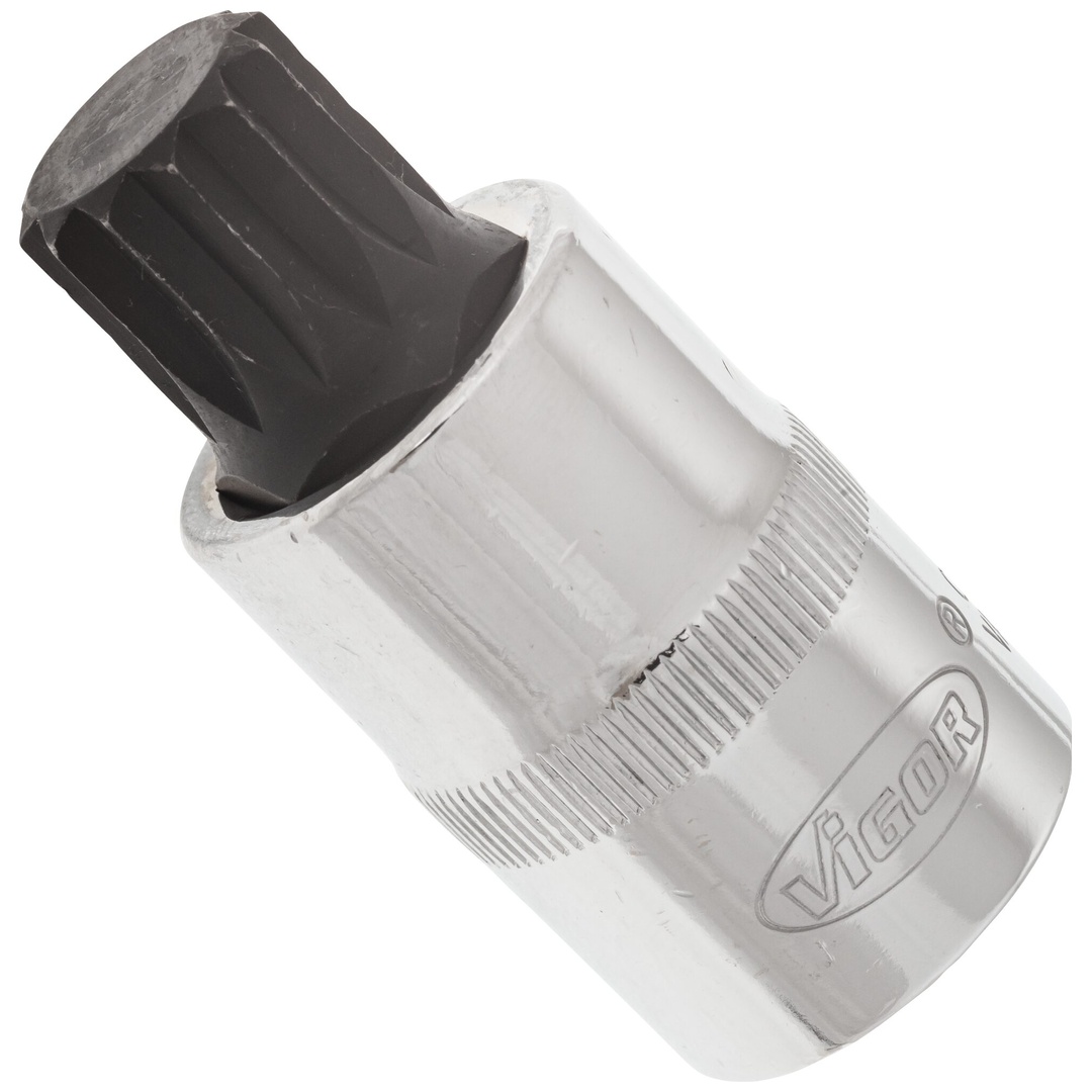 VIGOR Schraubendrehereinsatz, V2100, 1/2 (12,5 mm) Vierkant hohl, Innen Vielzahn Profil XZN, SW M16