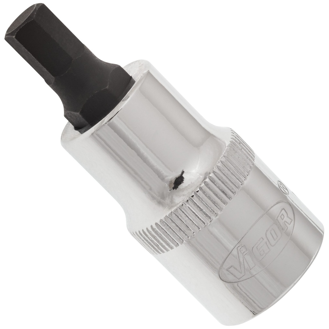 VIGOR Schraubendrehereinsatz, V2103, 1/2 (12,5 mm) Vierkant hohl, Innen Sechskant Profil, SW 7 mm