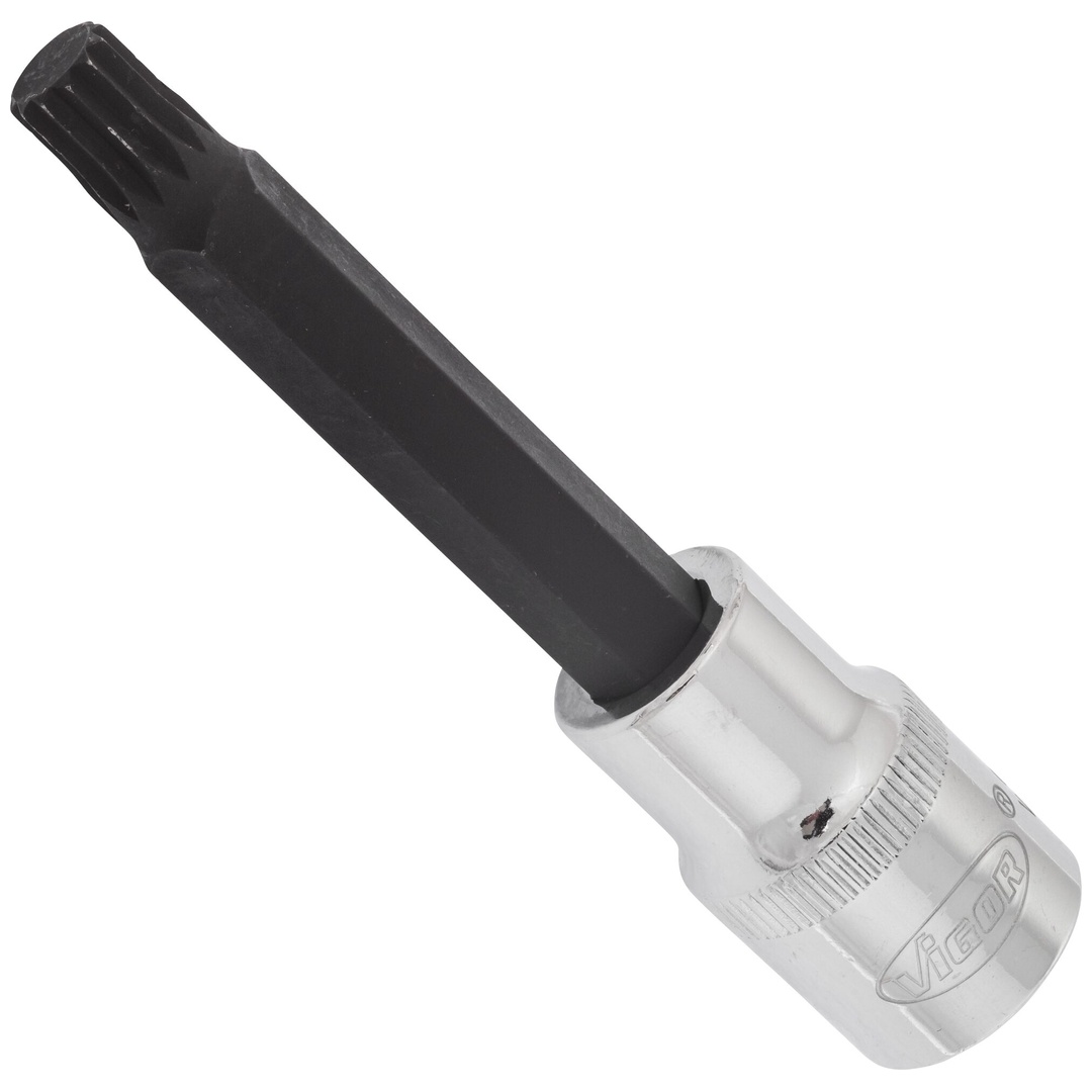 VIGOR Schraubendrehereinsatz, V2113, 1/2 (12,5 mm) Vierkant hohl, Innen Vielzahn Profil XZN, SW M9