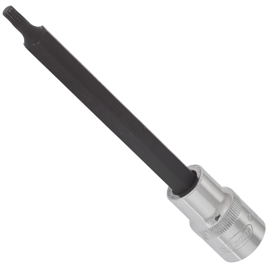 VIGOR Schraubendrehereinsatz, V2122, 1/2 (12,5 mm) Vierkant hohl, Innen Vielzahn Profil XZN, SW M5