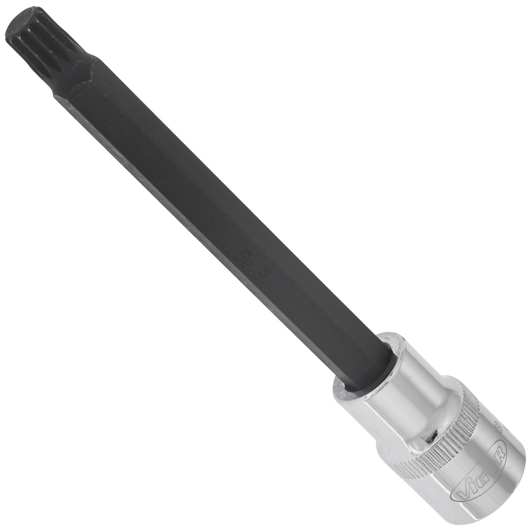 VIGOR Schraubendrehereinsatz, V2126, 1/2 (12,5 mm) Vierkant hohl, Innen Vielzahn Profil XZN, SW M9