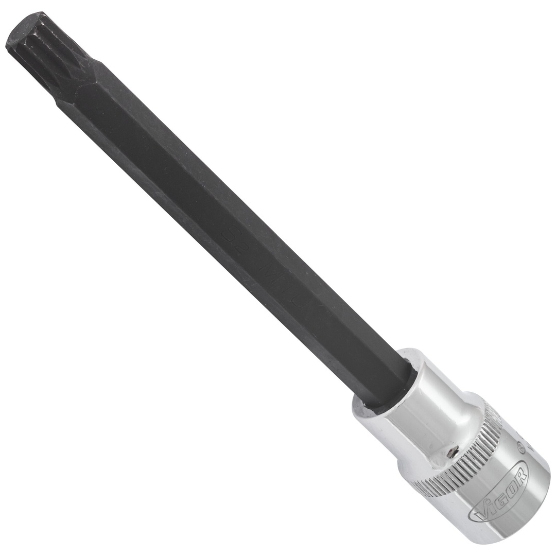 VIGOR Schraubendrehereinsatz, V2128, 1/2 (12,5 mm) Vierkant hohl, Innen Vielzahn Profil XZN, SW M10