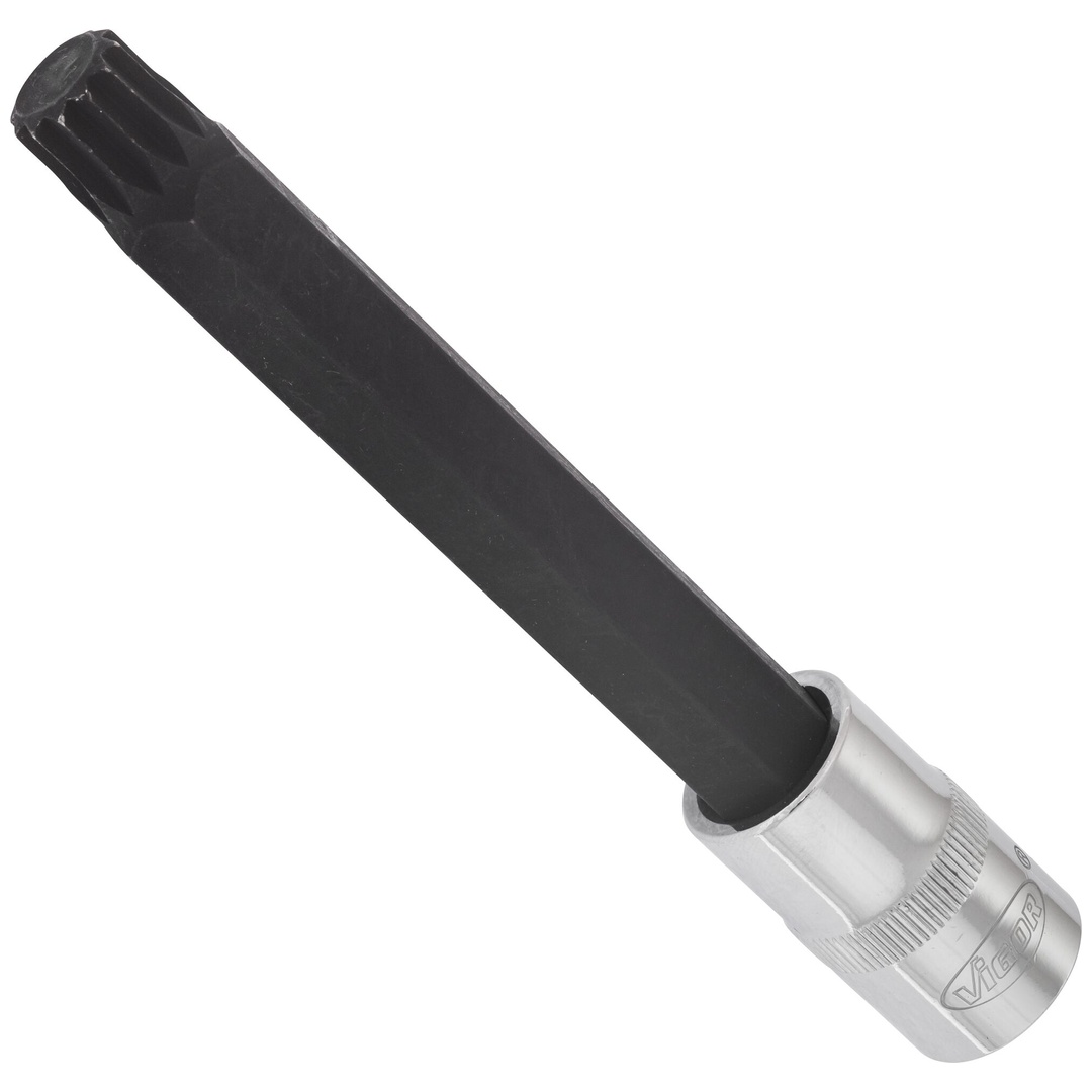 VIGOR Schraubendrehereinsatz, V2132, 1/2 (12,5 mm) Vierkant hohl, Innen Vielzahn Profil XZN, SW M14