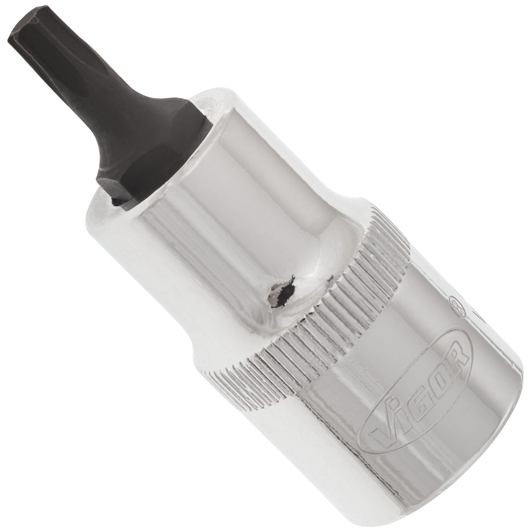 VIGOR Schraubendrehereinsatz, V2153, 1/2 (12,5 mm) Vierkant hohl, Innen TX Profil, SW T27