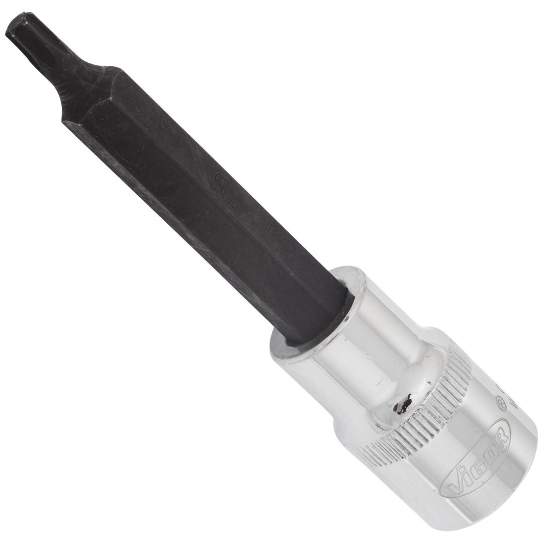 VIGOR Schraubendrehereinsatz, V2163, 1/2 (12,5 mm) Vierkant hohl, Innen TX Profil, SW T27