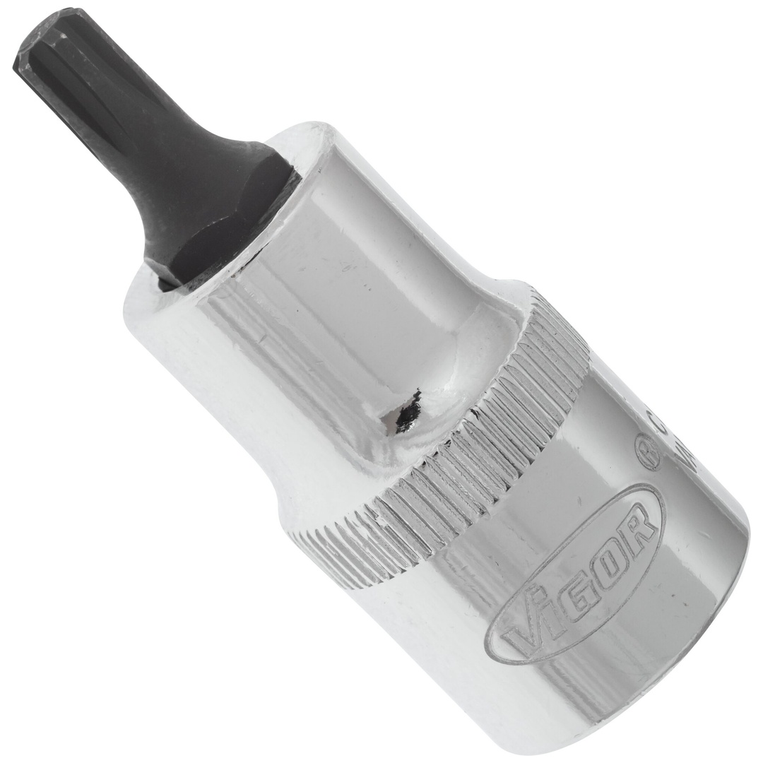 VIGOR Schraubendrehereinsatz, V2203, 1/2 (12,5 mm) Vierkant hohl, Innen Keilprofil Ribe-CV, SW M6