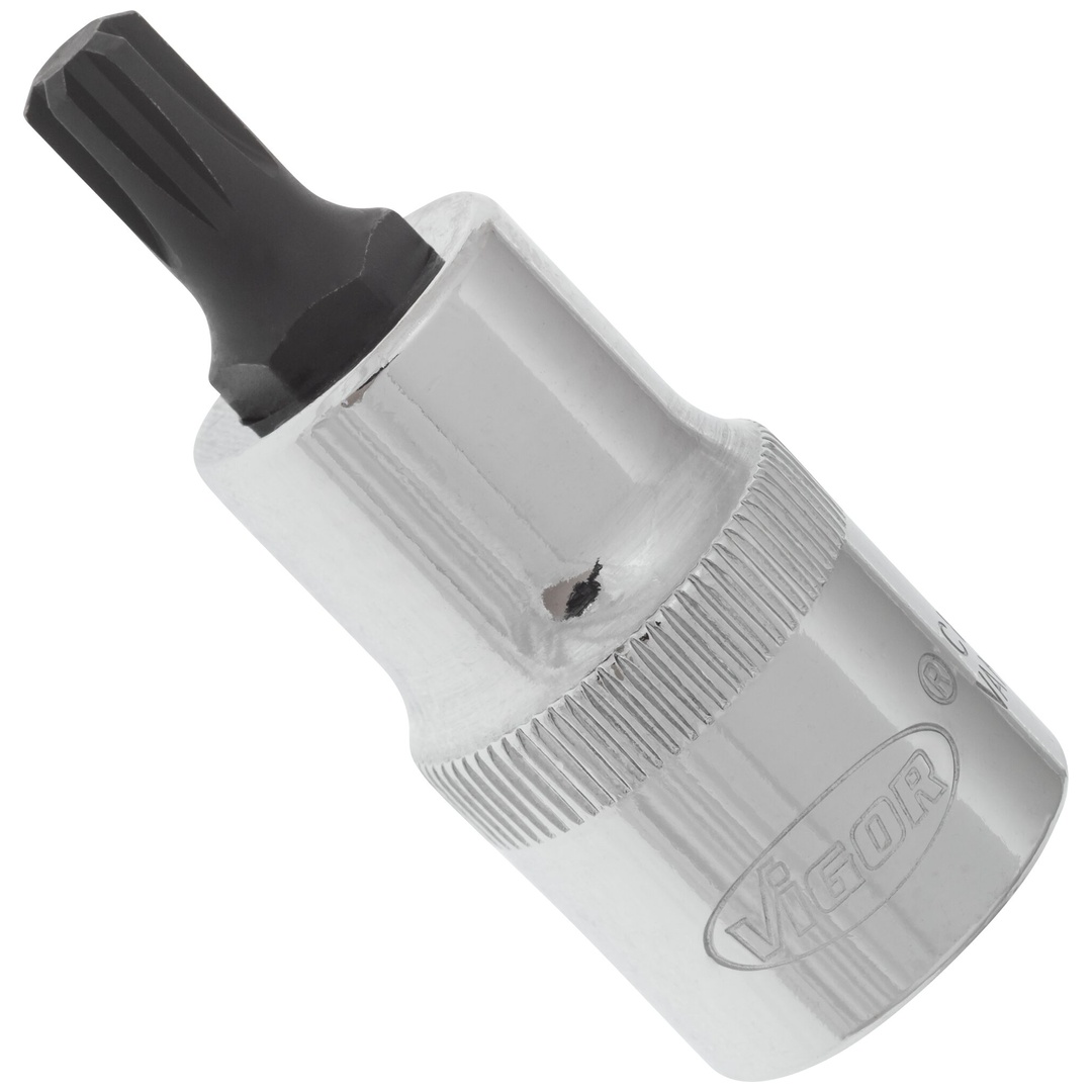 VIGOR Schraubendrehereinsatz, V2204, 1/2 (12,5 mm) Vierkant hohl, Innen Keilprofil Ribe-CV, SW M7