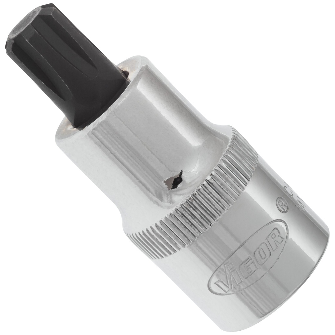 VIGOR Schraubendrehereinsatz, V2207, 1/2 (12,5 mm) Vierkant hohl, Innen Keilprofil Ribe-CV, SW M10