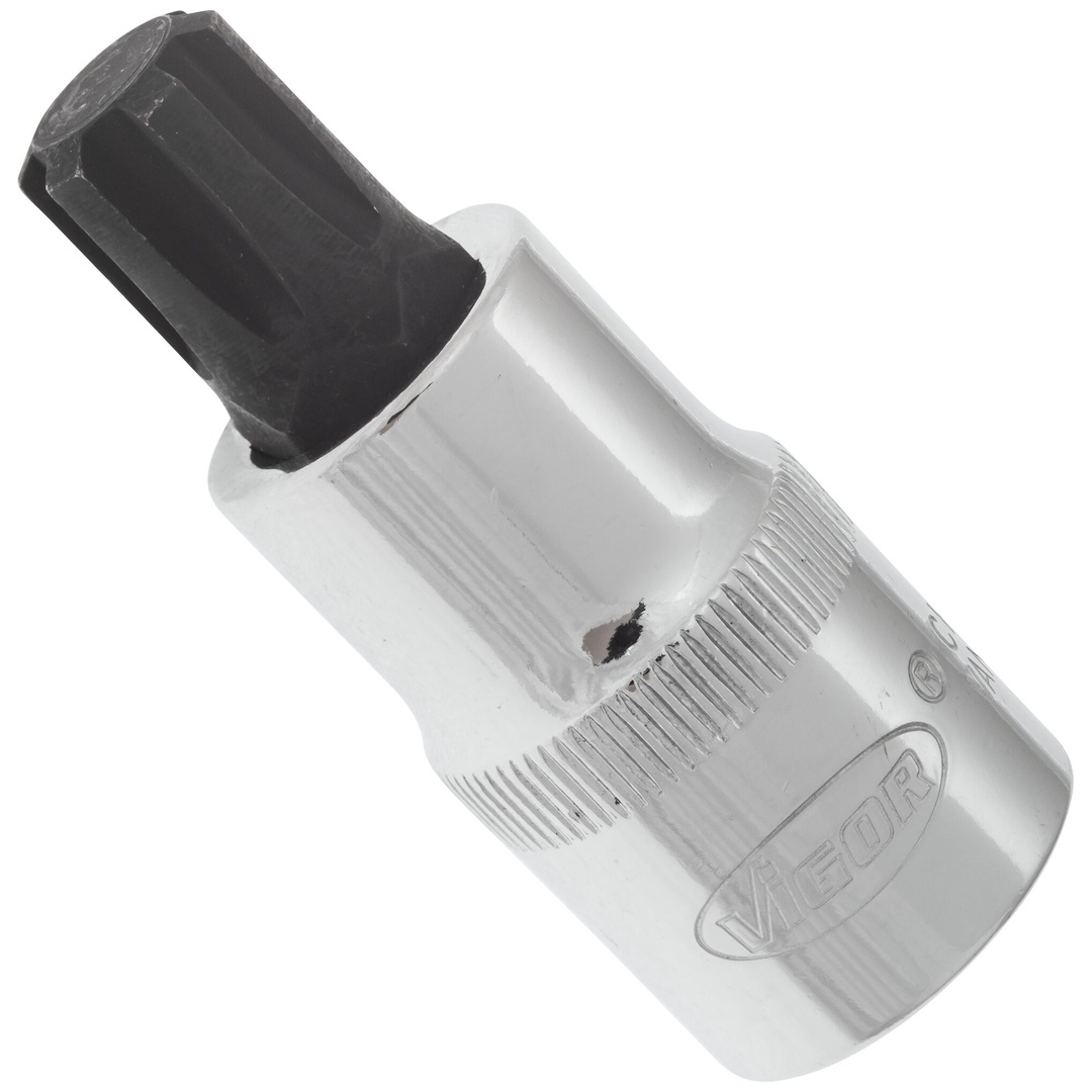 VIGOR Schraubendrehereinsatz, V2208, 1/2 (12,5 mm) Vierkant hohl, Innen Keilprofil Ribe-CV, SW M12
