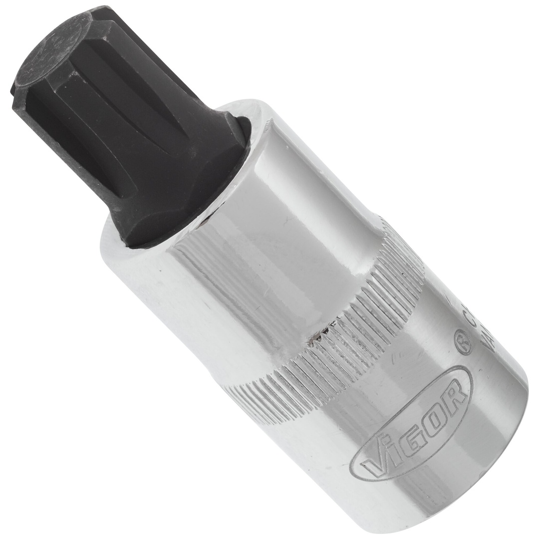 VIGOR Schraubendrehereinsatz, V2209, 1/2 (12,5 mm) Vierkant hohl, Innen Keilprofil Ribe-CV, SW M13