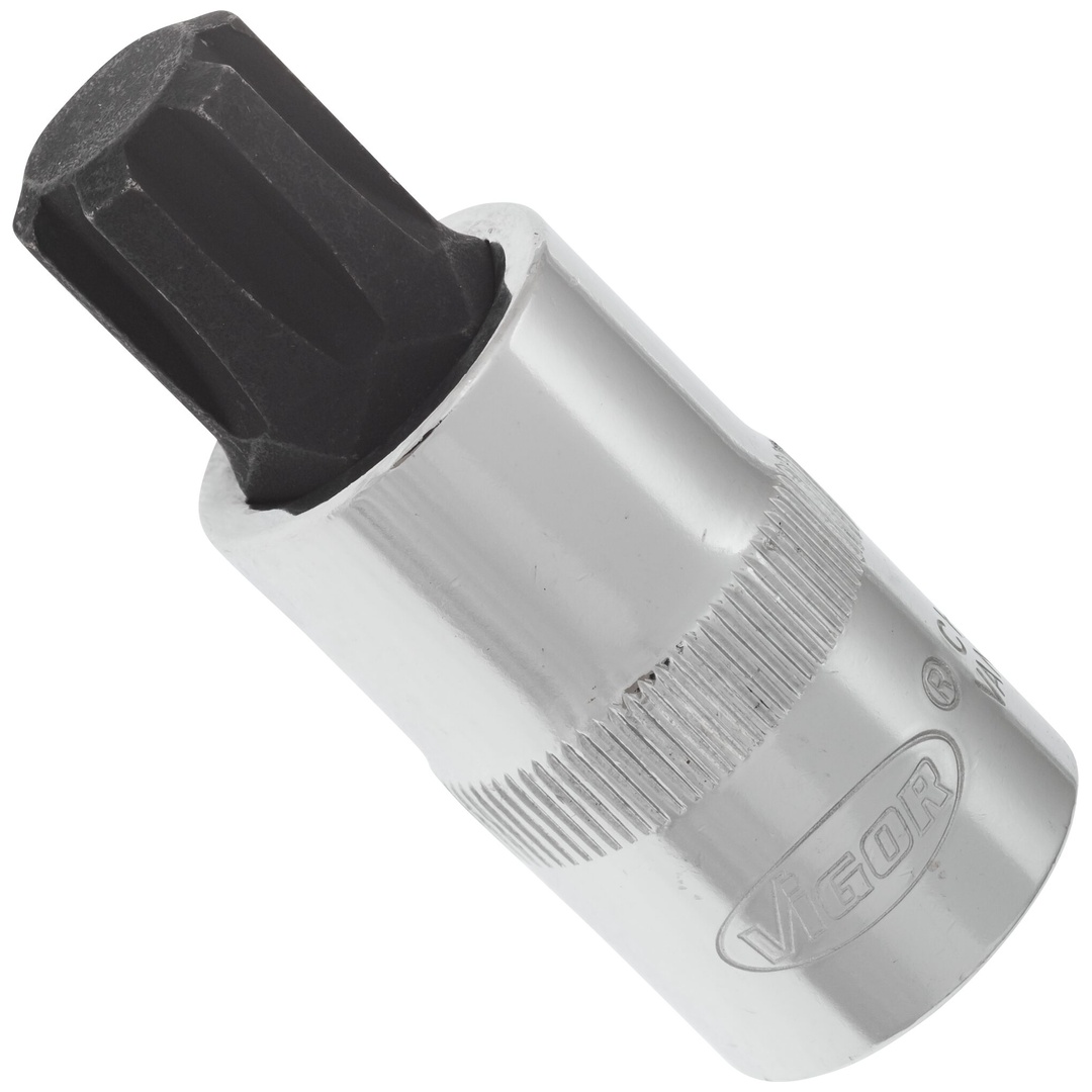 VIGOR Schraubendrehereinsatz, V2210, 1/2 (12,5 mm) Vierkant hohl, Innen Keilprofil Ribe-CV, SW M14
