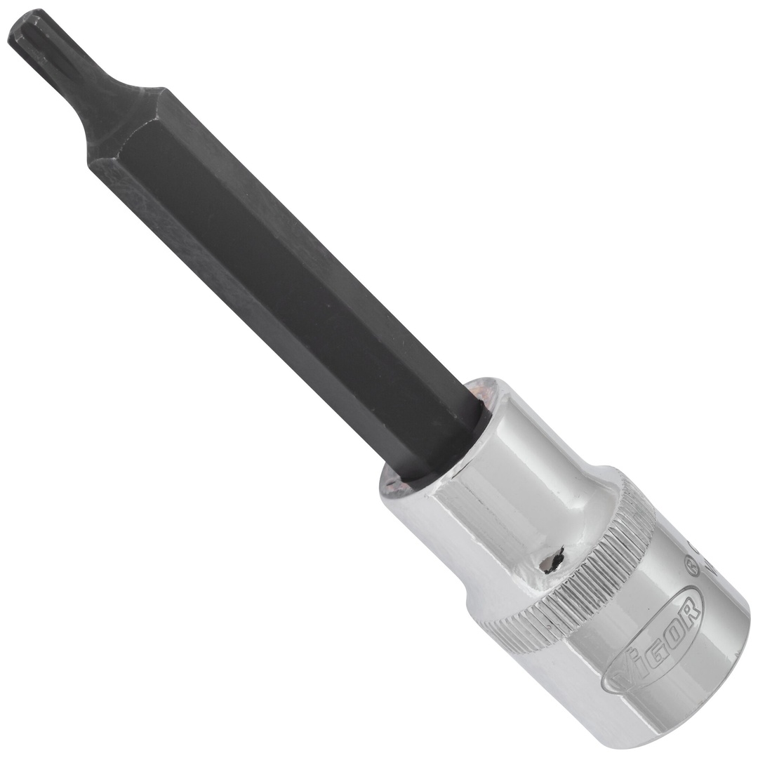 VIGOR Schraubendrehereinsatz, V2211, 1/2 (12,5 mm) Vierkant hohl, Innen Keilprofil Ribe-CV, SW M5