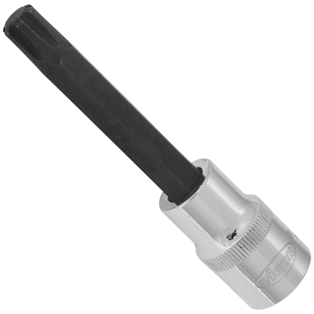 VIGOR Schraubendrehereinsatz, V2216, 1/2 (12,5 mm) Vierkant hohl, Innen Keilprofil Ribe-CV, SW M10