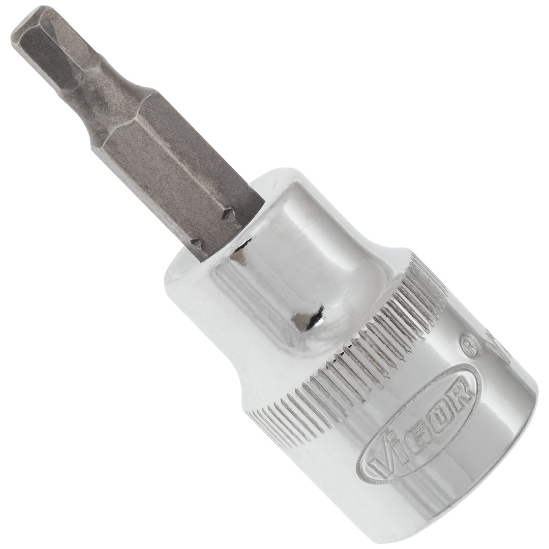 VIGOR Schraubendrehereinsatz, V2284N, 3/8 (10 mm) Vierkant hohl, Innen Sechskant Profil, SW 4 mm