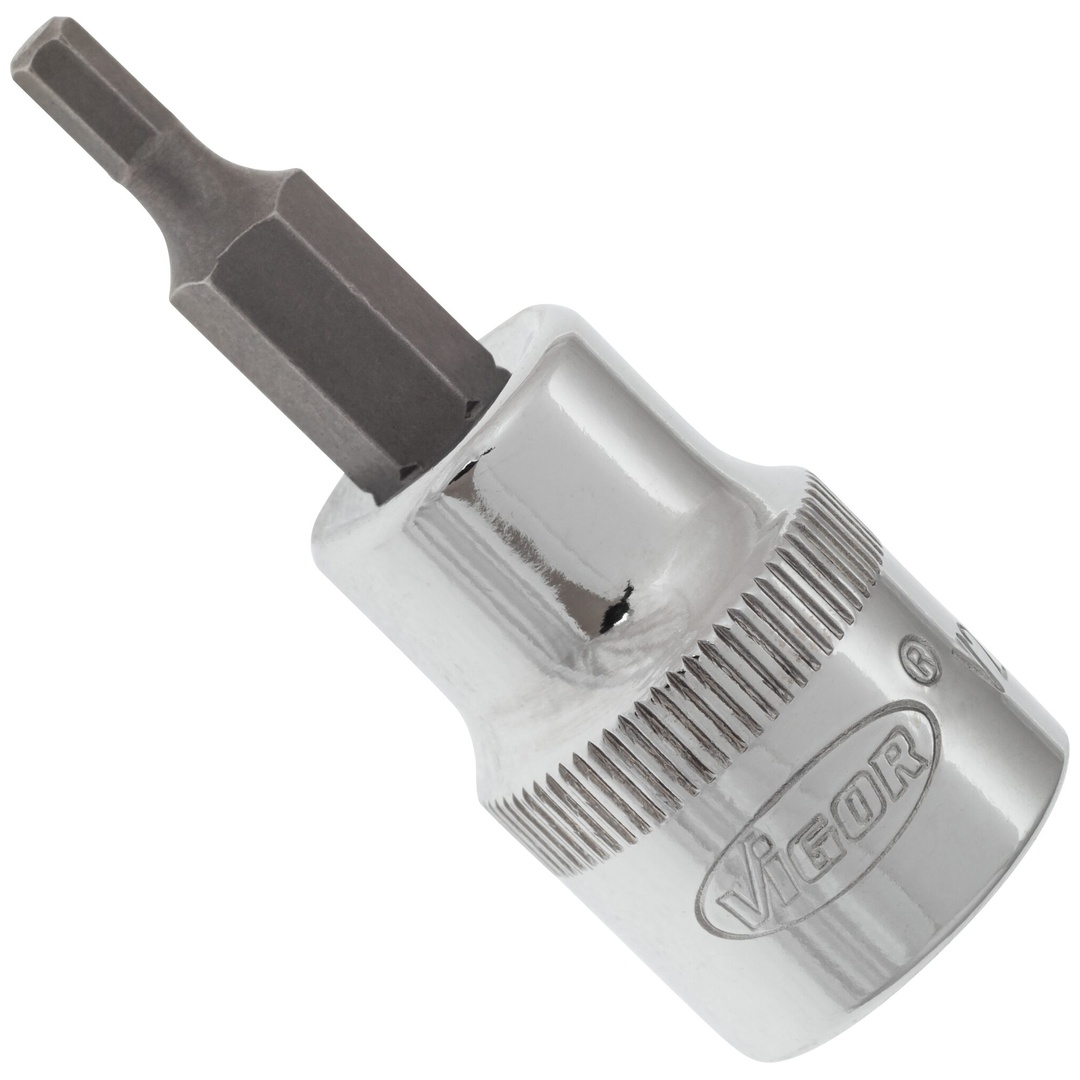 VIGOR Schraubendrehereinsatz, V2285N, 3/8 (10 mm) Vierkant hohl, Innen Sechskant Profil, SW 3 mm