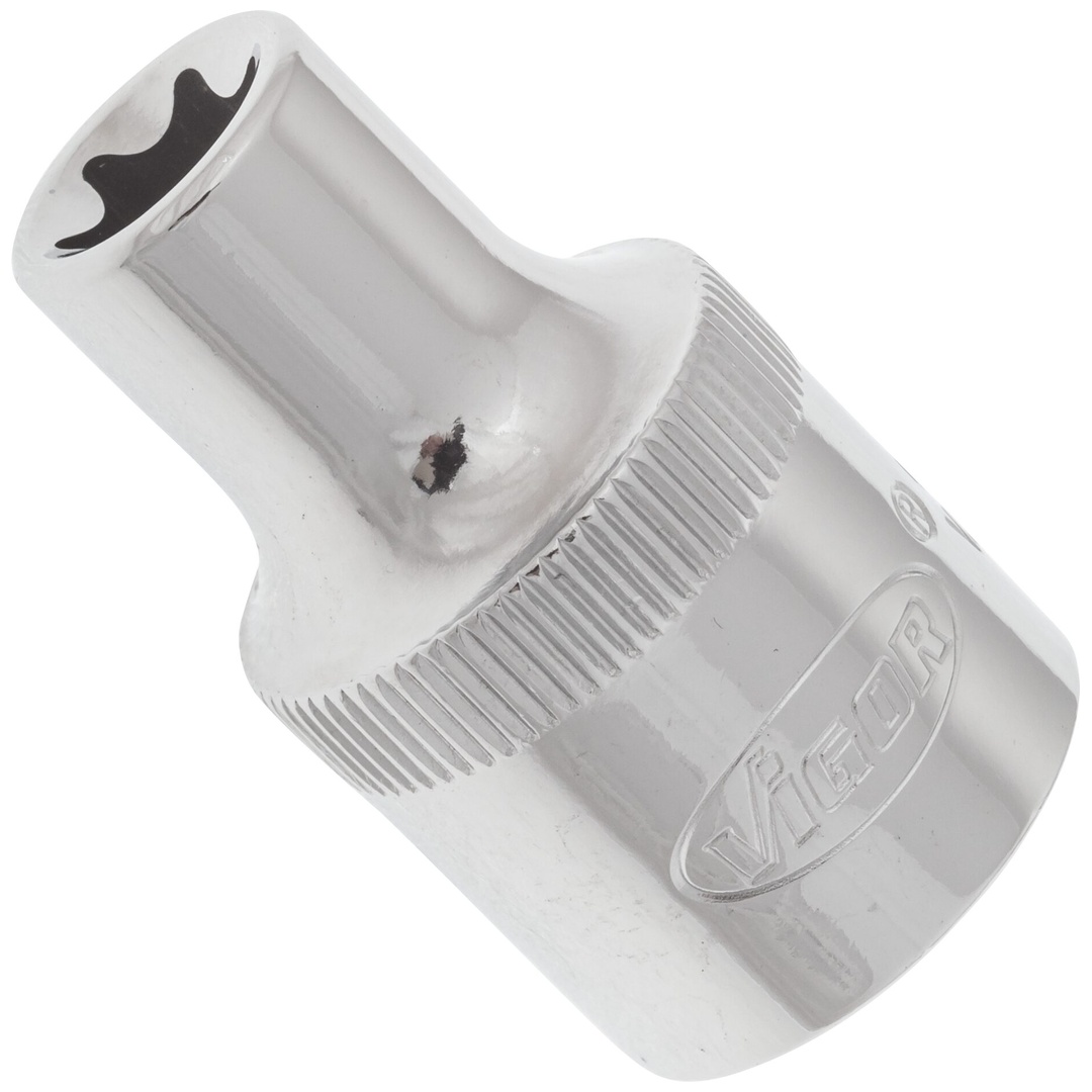 VIGOR T-Profil Steckschlüsseleinsatz, Vierkant hohl 12,5 mm (1/2), Außen TX Profil, E10