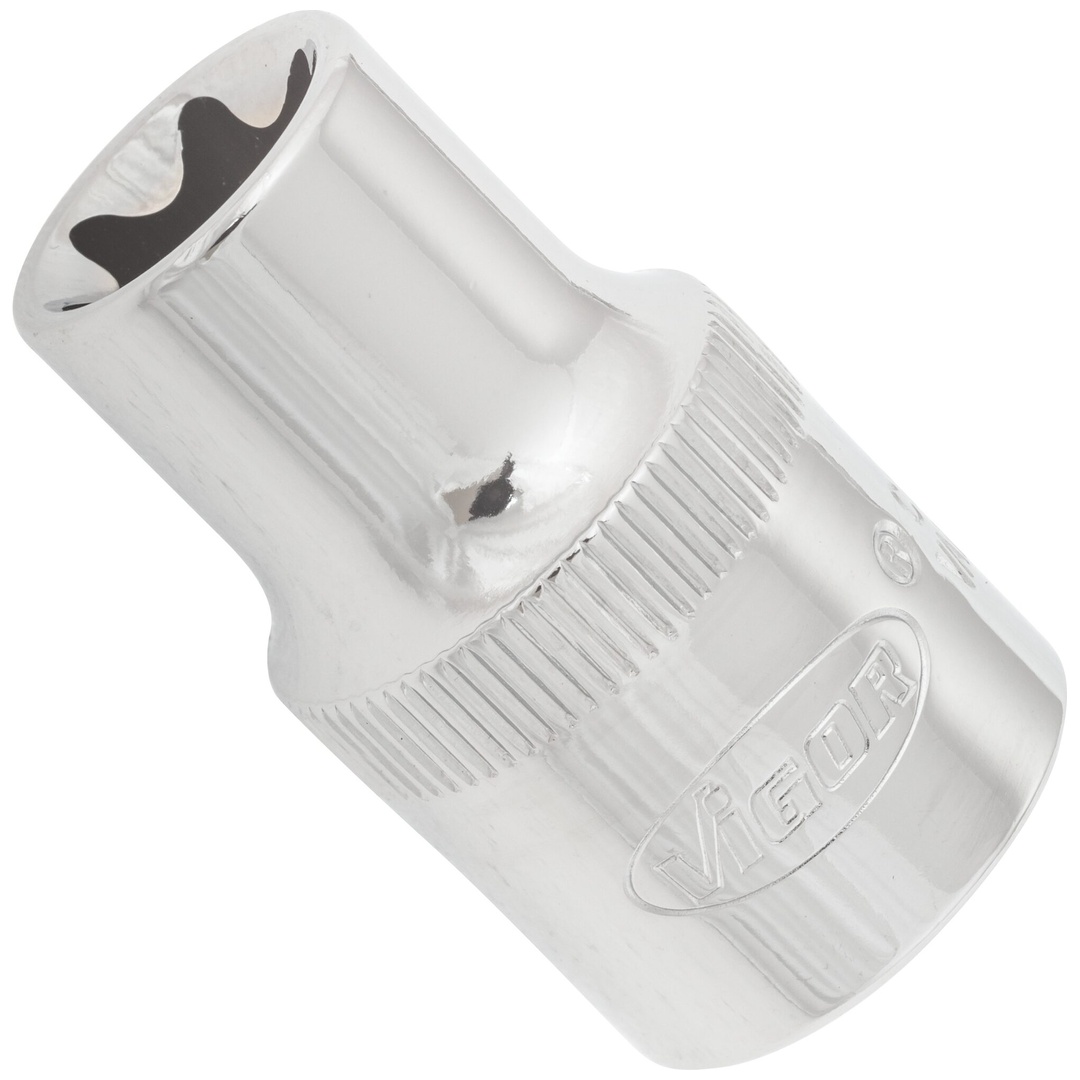 VIGOR T-Profil Steckschlüsseleinsatz, Vierkant hohl 12,5 mm (1/2), Außen TX Profil, E14