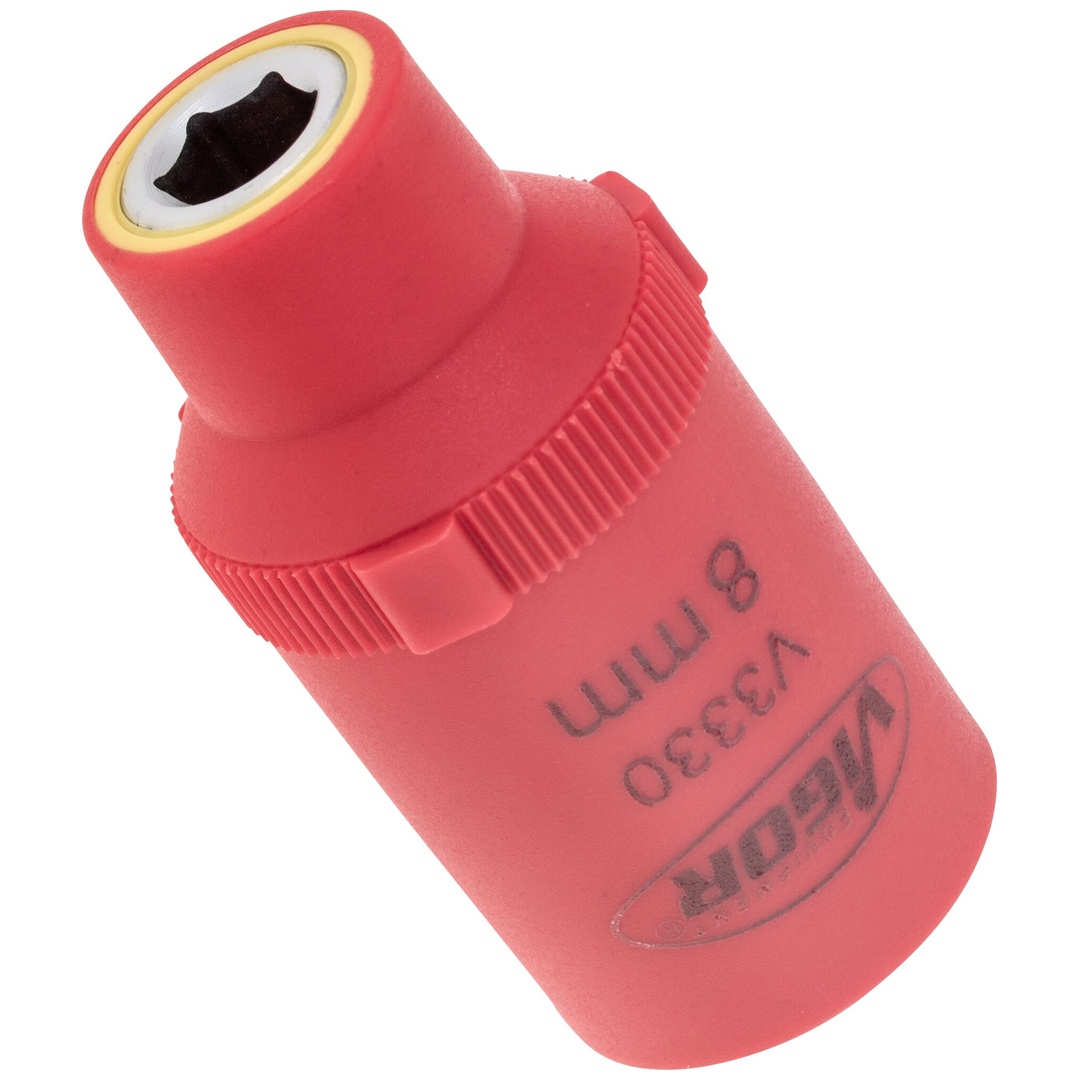 VIGOR VDE Steckschlüsseleinsatz, 1/2 (12,5 mm) Vierkant hohl, Außen Sechskant Profil, SW 8 mm