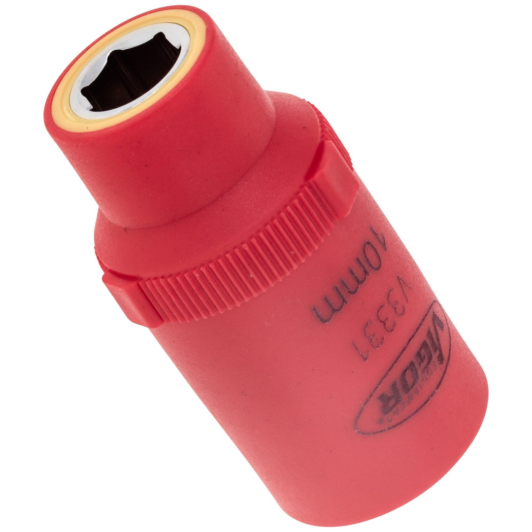 VIGOR VDE Steckschlüsseleinsatz, 1/2 (12,5 mm) Vierkant hohl, Außen Sechskant Profil, SW 10 mm