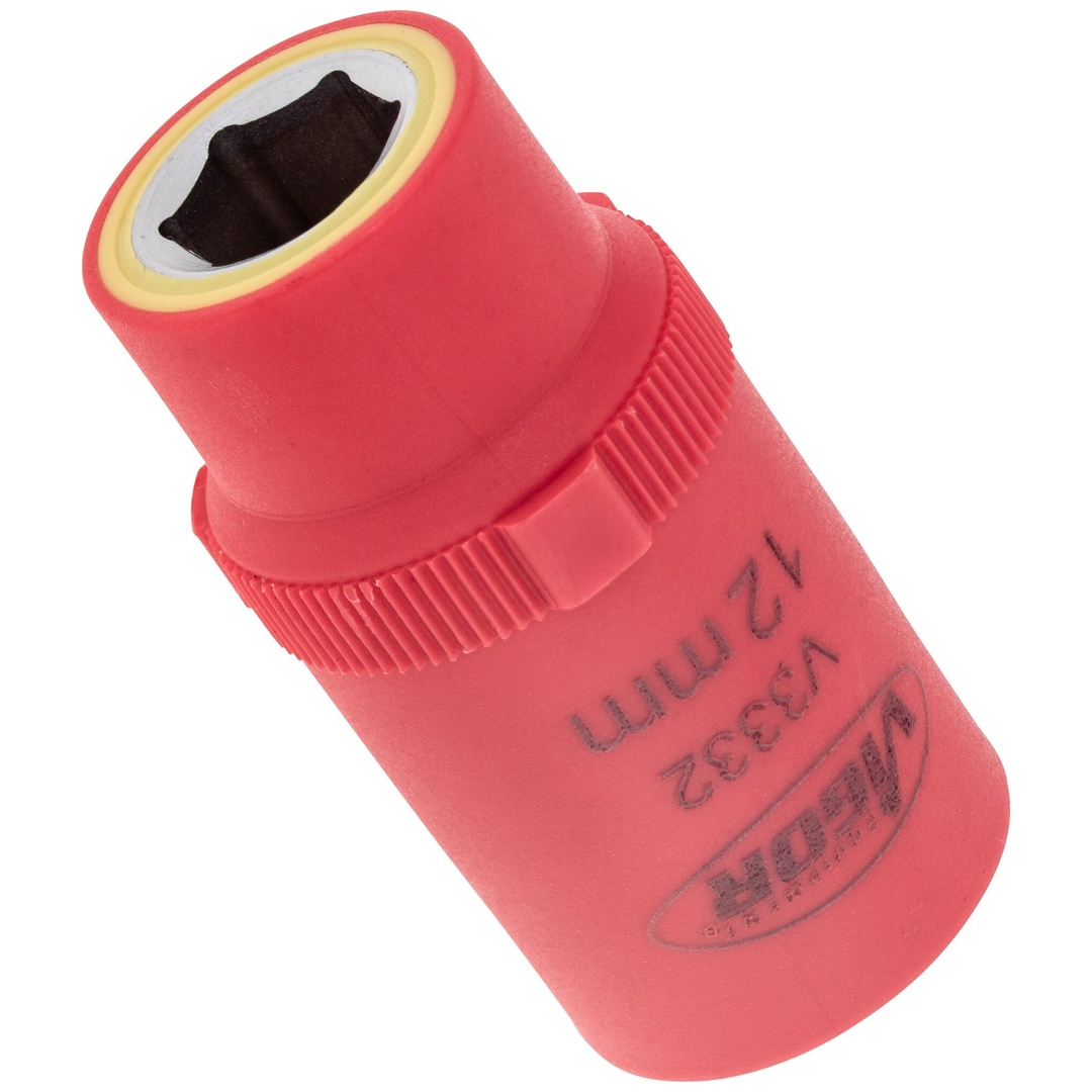 VIGOR VDE Steckschlüsseleinsatz, 1/2 (12,5 mm) Vierkant hohl, Außen Sechskant Profil, SW 12 mm