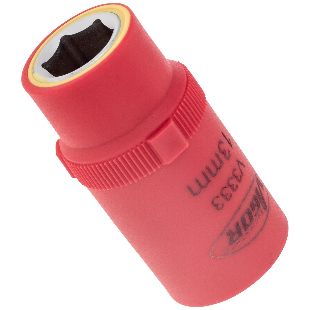 VIGOR VDE Steckschlüsseleinsatz, 1/2 (12,5 mm) Vierkant hohl, Außen Sechskant Profil, SW 13 mm
