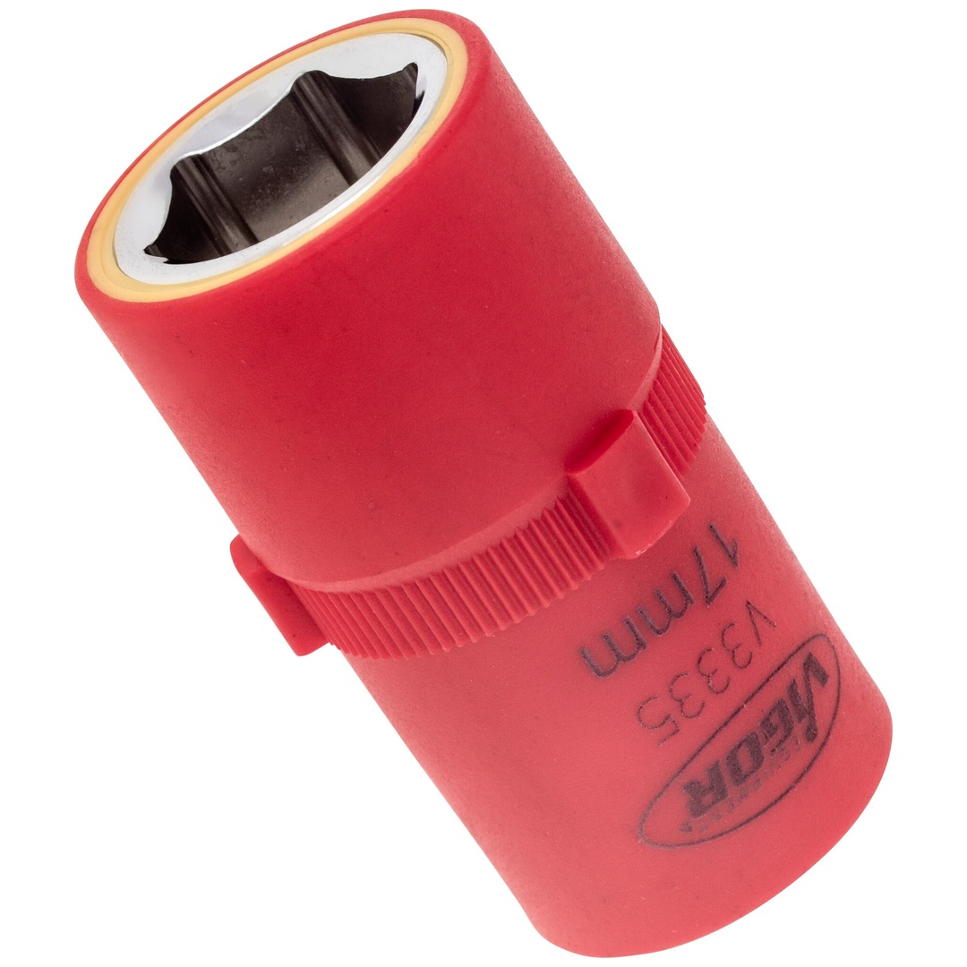 VIGOR VDE Steckschlüsseleinsatz, 1/2 (12,5 mm) Vierkant hohl, Außen Sechskant Profil, SW 17 mm