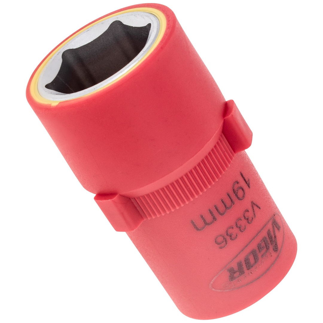 VIGOR VDE Steckschlüsseleinsatz, 1/2 (12,5 mm) Vierkant hohl, Außen Sechskant Profil, SW 19 mm