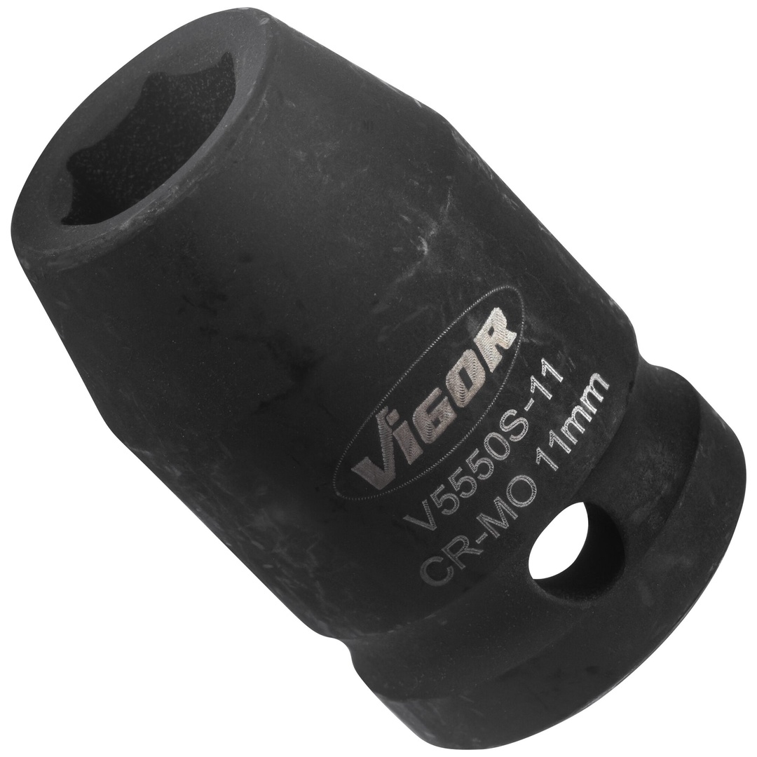 VIGOR Schlagschrauber Steckschlüsseleinsatz, kurz, V5550S-11, 1/2 (12,5 mm) Vierkant hohl, Außen Sechskant Profil, SW 11 mm