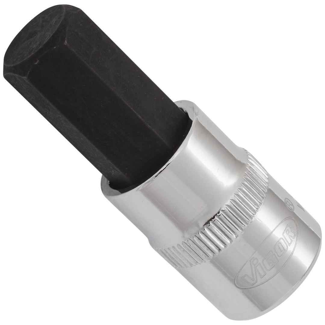 VIGOR Schraubendrehereinsatz, V6137, 3/8 (10 mm) Vierkant hohl, Innen Sechskant Profil, SW 12 mm