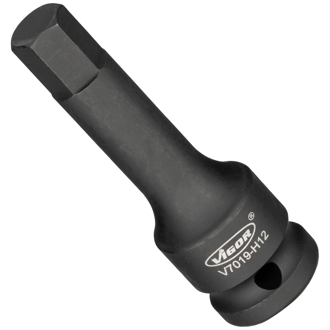 VIGOR Schlagschrauber Schraubendrehereinsatz, 1/2 (12,5 mm) Vierkant hohl, Innen Sechskant Profil, SW 12 mm