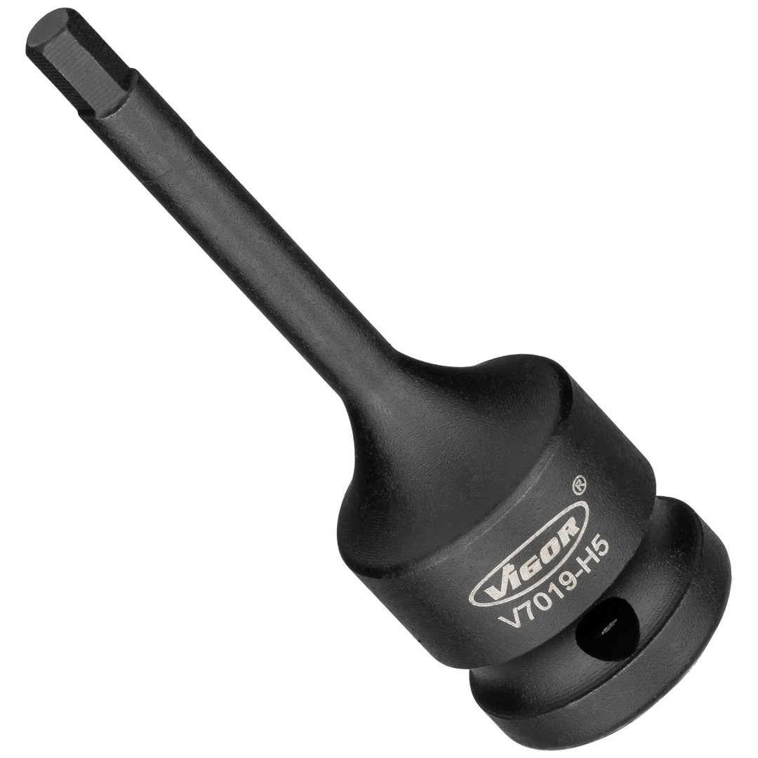VIGOR Schlagschrauber Schraubendrehereinsatz, 1/2 (12,5 mm) Vierkant hohl, Innen Sechskant Profil, SW 5 mm