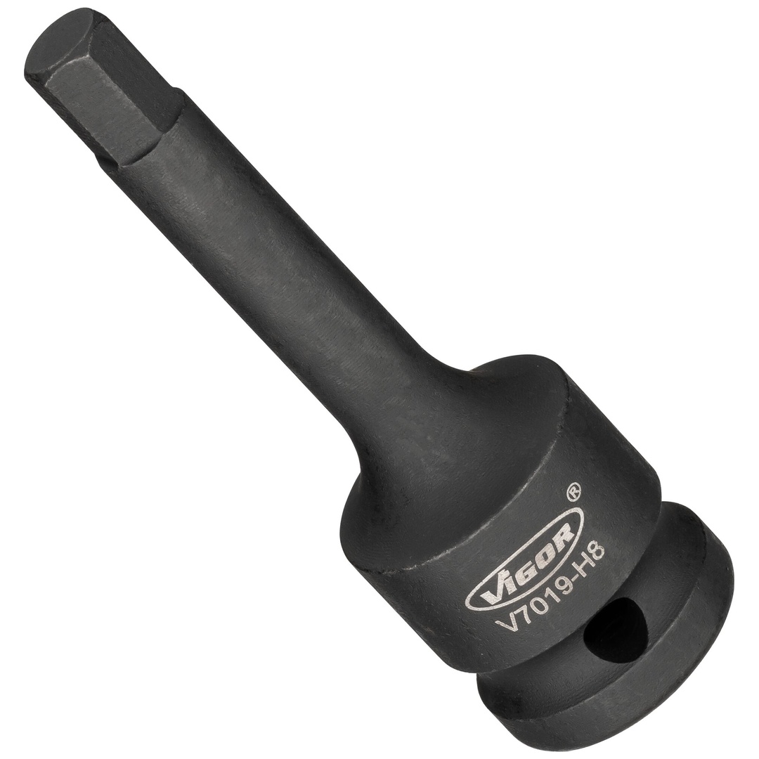 VIGOR Schlagschrauber Schraubendrehereinsatz, 1/2 (12,5 mm) Vierkant hohl, Innen Sechskant Profil, SW 8 mm