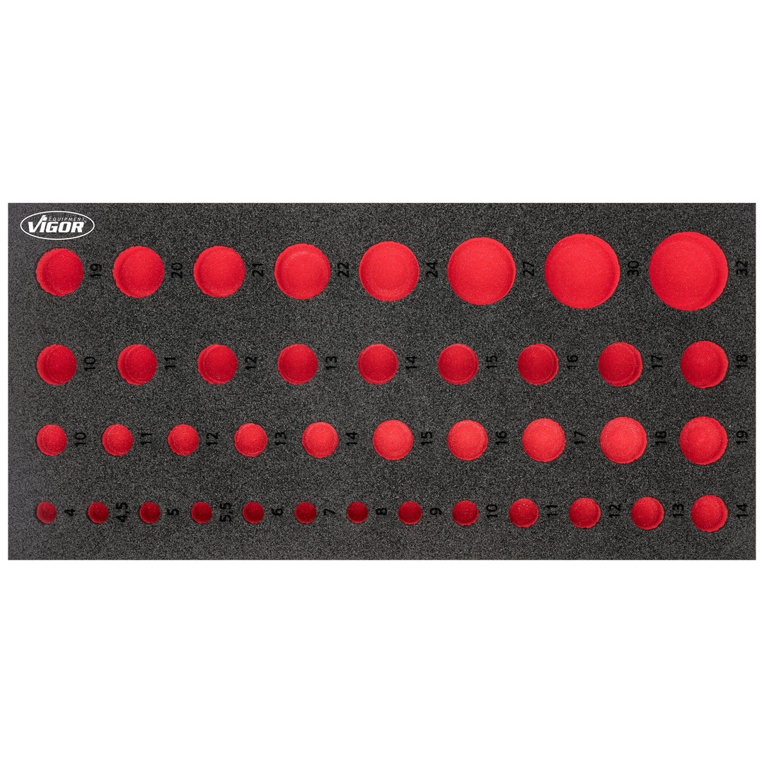 VIGOR Weichschaumeinlage, leer, V7520-L, (LxBxH) 393 x 188 x 35 mm
