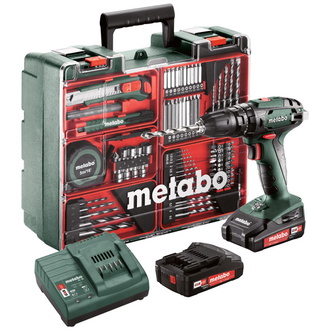 Metabo Mobile Werkstatt Set, 18 V Li-Ion: Akku-Schlagbohrschrauber SB 18, 2x Akku Li-Power, Ladegerät, Kunststoffkoffer