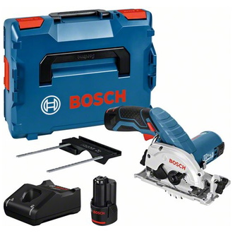 Bosch Akku-Kreissäge GKS 12V-26, incl. 2x Akku GBA 3 Ah, Schnellladegerät, Zubehör, L-BOXX